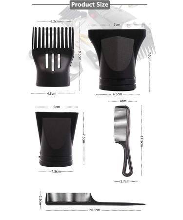 5PCS Hair Dryer Nozzle Replacement Set + Hair Comb | Portable Salon Narrow Concentrator for Blow Flat Hair Drying | Fits Diameter 4.0cm-4.8cm - Buy Online on GoSupps.com
