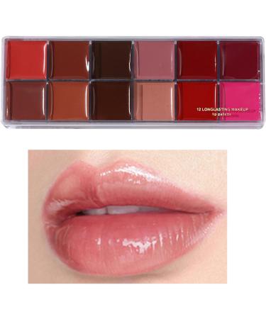  Ruwshuuk 12 Lip Colour Palette Matte Effect Make-Up Lip Gloss Universal Light Soft Texture Ideal for Women Adult Teenagers - Buy Online on GoSupps.com
