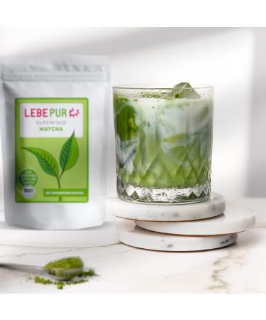 Lebpur Bio Matcha Powder 100g - Premium Japanese Green Tea for Matcha Latte Smoothies & More - 100% Pure & Additive-Free - Buy Online on GoSupps.com