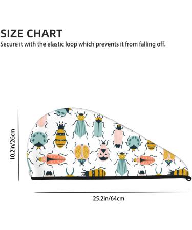 Colorful Insects Microfiber Hair Towel | Soft Super Absorbent Wrap for Women | Quick Dry Coral Velvet Cap for Long Curly Thick Hair - Buy Online on GoSupps.com