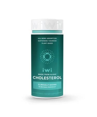 iwi Cholesterol Clinically Proven for Healthy Cholesterol Levels and Supports Overall Cardiovascular Health | Vegan Algae Omega 3 + EPA | 30 Day Supply 60 Count (Pack of 1)