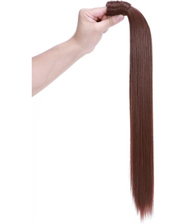 23" Long Straight Wrap Around Ponytail Clip in Hair Extensions One Piece Hairpiece Magic Tape in Pony Tail Extension for Women Dark Auburn - Buy Online on GoSupps.com