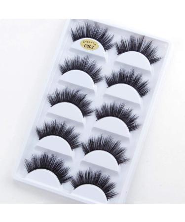 5 pair 3D soft eyelashes handmade Wispy fluffy long eyelashes natural eyes make-up faux eyelash reusable charming chaotic cross fake false eyelashes black # 03