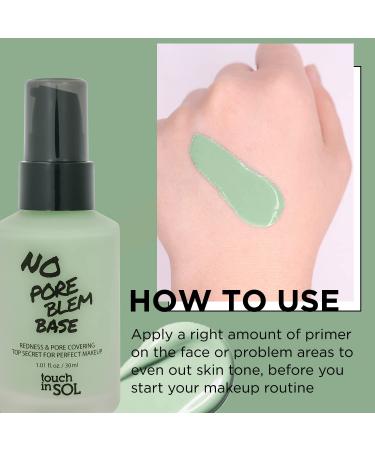 TOUCH IN SOL Redness Correcting Primer - Green Tone Makeup Base for Rosacea & Pore Minimizing - 1.01 fl. oz. - Buy Online on GoSupps.com