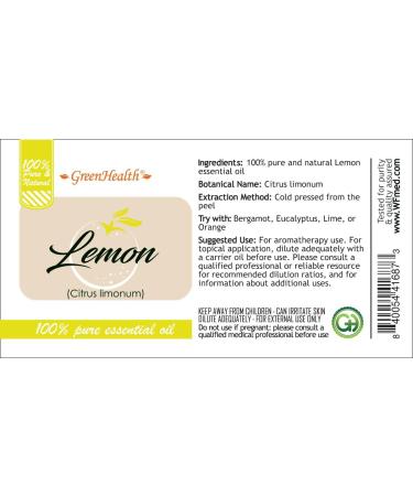 32 oz Lemon Essential Oil (100% Pure & Uncut), Aluminum Bottle - GreenHealth - Buy Online on GoSupps.com