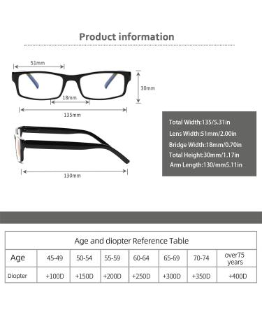 6 Pack Reading Glasses for Men & Women Traditional Frames with Spring Loaded Hinges 2.0x Magnification Black International Shipping Available - Buy Online on GoSupps.com