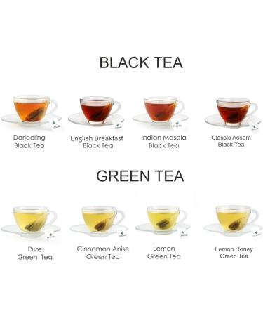 Octavius Floral Printed Wooden Caddy Tea Sampler Pack - 60 Enveloped Double Chamber Tea Bags, Assorted Black & Green Teas - Tea Sampler Variety Pack for Tea Lovers - Buy Online on GoSupps.com