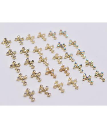 LIFOOST 30pcs Gold Cross Nail Charms for 3D Nail Art - Crystal Rhinestones Studs for Women's Acrylic Nails Designs - Buy Online on GoSupps.com