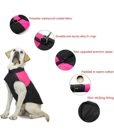 Femax Waterproof Dog Coat - Warm Winter Jacket for Small to Large Dogs | Pink XL Padded Vest for Cold Weather - Buy Online on GoSupps.com