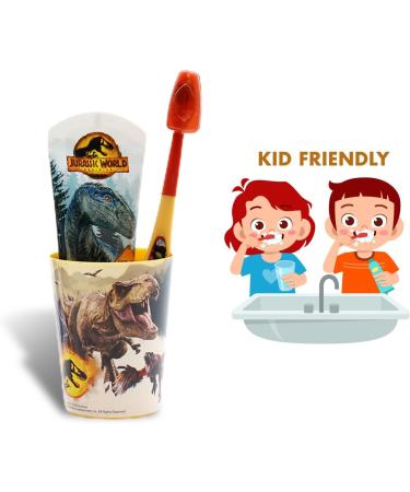 Mr. White Jurassic World Travel-Friendly Beutel Set for Kids | Toothbrush Suction Cup Mint Toothpaste & Cup | Perfect for Global Shipping - Buy Online on GoSupps.com