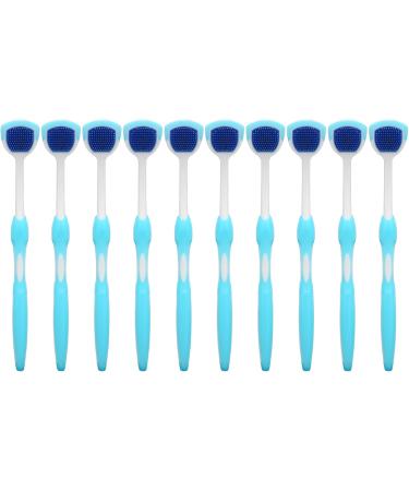 Buy Ergonomic Tongue Cleaner Brush - 10 Pack Oral Hygiene Tool for Adults (Blue) | International Shipping Available - Buy Online on GoSupps.com