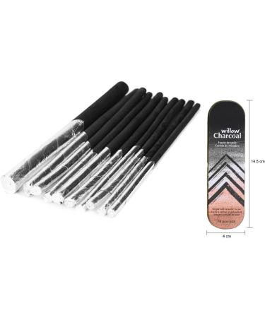 XGOPTS Willow Vine Sketch Charcoal Sticks Tin Box Set - 10 Assorted Artist Pencils for Drawing, Blending, Shading and Sketching - Ideal for Students and Beginners - Medium Black - Art Supplies 4.5-9mm Dia - Buy Online on GoSupps.com