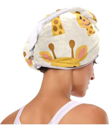Giraffe Painting Hair Towel 2 Pack - Super Absorbent Quick Dry Hair Turbans for Women & Girls | Perfect Hair Drying Solution - Buy Online on GoSupps.com