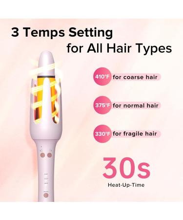 Automatic Curling Iron & Rotating Curling Wand - 1 & 1.25 Inch Barrels Anti-Tangle Auto-Off Dual Voltage Fast Heating for All Hair Types - Buy Online on GoSupps.com