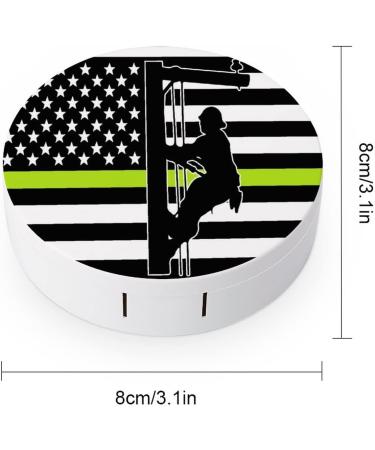 American Lineman Flag Round Case For Contact Lens Kit Storage Box with Mirror Printed - Buy Online on GoSupps.com