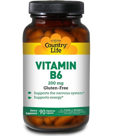 Country Life Vitamin B6-90 Vegan Capsules - Supports The Nervous System - Supports Energy - Buy Online on GoSupps.com