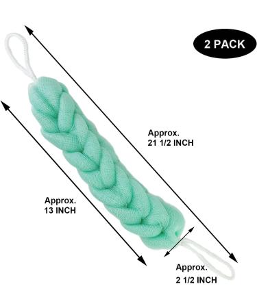 PHAO Long Loofah Back Scrubber for Shower - Bath Sponge 21.5 Inch - 2 Pack (Green) | Men's and Women's Bath Loofah - Buy Online on GoSupps.com