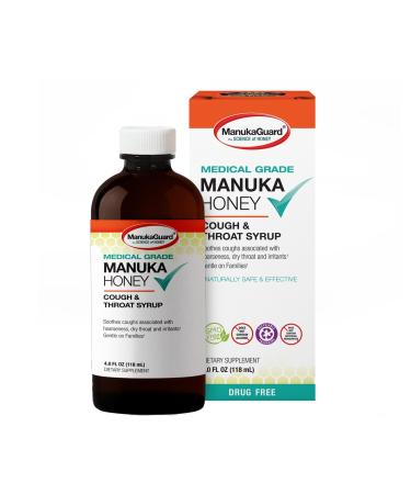ManukaGuard Cough & Throat Syrup Medical Grade Manuka Honey MGO 600-4 Fl Oz Adult