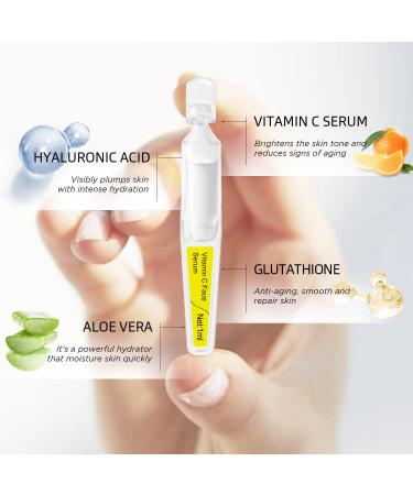 Vitamin C Serum for Face - 15 Pcs/Box | Brightening & Hydrating with Hyaluronic Acid & Aloe Vera - Reduces Dull Skin & Fine Lines - Buy Online on GoSupps.com