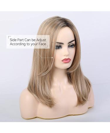 BLONDE UNICORN Strawberry Blonde Ombre Dark Root Wig for Women - Shoulder Length Straight Hair Wig with Natural Side Part - OMBRE BLONDE 2 - Buy Online on GoSupps.com