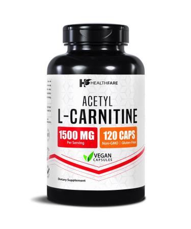Healthfare Acetyl L-Carnitine 1500mg | 120 Veg Capsules | High Potency Amino Acid Support | Non-GMO Gluten-Free | Made in The USA