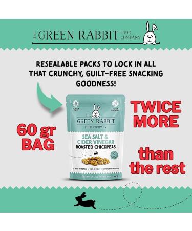 The Green Rabbit Gluten Free Roasted Chickpeas Sea Salt & Apple Cider Vinegar - Healthy Snacks High Plant-Based Protein & Fibre - Low Fat Sugar & Calories - Vegetarian & Vegan Friendly - 6x 60g - Buy Online on GoSupps.com