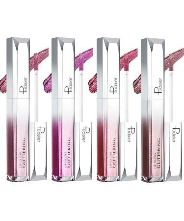 BEEXY 4 Color Metallic Lipstick Set, Long Lasting Waterproof Velvet Lipstick Kit Lipstick Pencil Perfect Gift