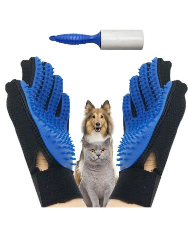EJG New Version 1 Pair Pet Grooming Gloves with Hair Removal Brush, Deshedding Gloves to Brush and Fur Remover, Dematter Deshedder for Dog, Cat, Horse with Long & Short Fur