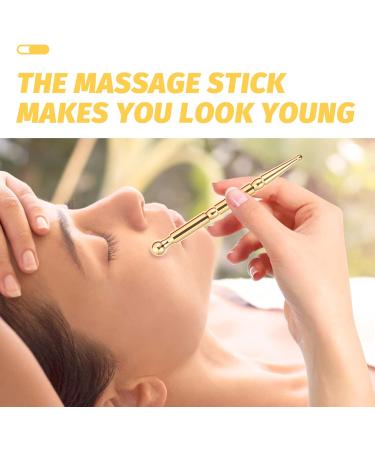 Healeved Brass Acupuncture Pen - Meridian Massage Pencil for Face Eyes & Body | Acupressure Stick for Spa & Beauty Care - Gold Yellow Gift - Buy Online on GoSupps.com