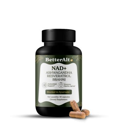 Better Alt NAD+ Capsules | with Ashwagandha Resveratrol CoQ10 NAD+ Precursors | Vitamin B3 |Supports Longevity & Cellular Energy | 1-Month Pack NAD Capsules