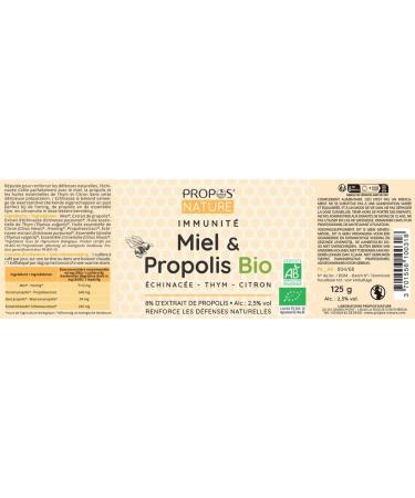 HONEY & PROPOLIS IMMUNITY MIX - 125 g - Certified ORGANIC - No colorings or preservatives - 100% natural - PROPOS'NATURE - Buy Online on GoSupps.com