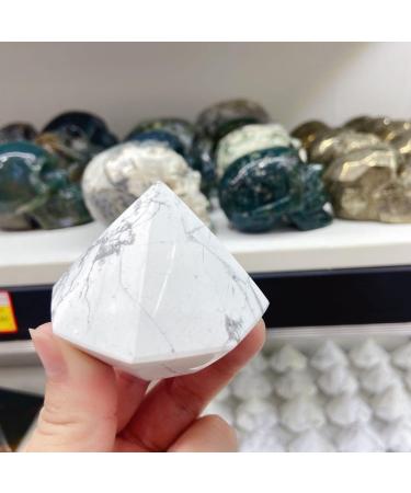 1pc Natural White Turquoise Gemstones Crystals Carved Diamonds Shape Stone Reiki Gift Home Decor DIY Crafts Stone Collection - Buy Online on GoSupps.com