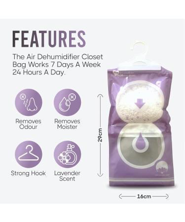 TO Wardrobe Dehumidifier Hanging Bags - 6 x 190g | Mould Prevention, Disposable Dehumidifiers for Window, Caravan, Home & Kitchen | Lavender Scent | Damp Absorber - Buy Online on GoSupps.com