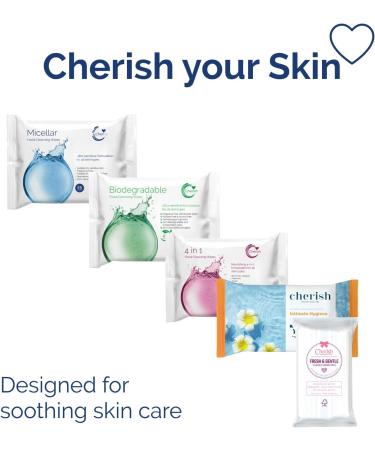 Cherish Hypoallergenic Facial Cleansing Micellar Water Wipes Make Up Removal Sensitive Skin (12 packs x 25 wipes totaling 300 wipes) - Buy Online on GoSupps.com