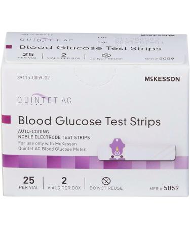 McKesson QUINTET AC Blood Glucose Test Strips - Auto Coding, 50 Strips, Noble Electrode Strips for Whole Blood Glucose Testing - 25 Count x 2 Pack - Buy Online on GoSupps.com