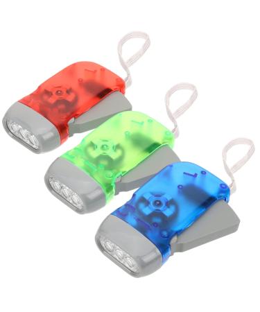 BESPORTBLE 3pcs Small Torch Light Emergency Crank Flashlights Hand Press Torch Flashlights for Emergencies Torch Lights Led Powerful Light Squeeze Power Light Camping Spring Bar Plastic