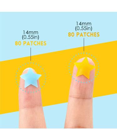 Star Pimple Patches - 160 Hydrocolloid Spot Dots | Cute Yellow & Blue Star Shape Face Stickers (Pack of 300) - Effective Acne Treatment - Buy Online on GoSupps.com