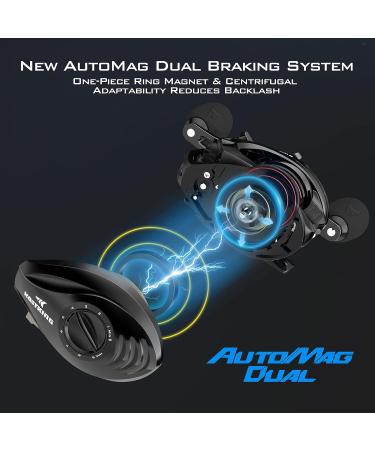 KastKing MegaJaws Baitcasting Reel | AutoMag Dual Braking System, 6.7oz, 17.64 LBs Drag, 11+1 BB, High Speed Gear Ratios, Right Handed - Blacktip - 7.2:1 - Buy Online on GoSupps.com