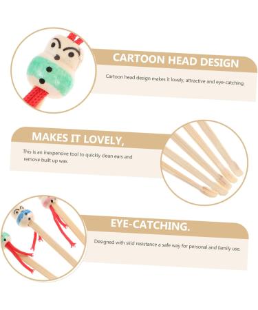 Gogogmee 5pcs Bamboo Ear Cleaners Cute Doll Head Design Use Wax Removal Tools for Family Eco-Friendly Skid-Resistant Personal Care Accessory - Buy Online on GoSupps.com