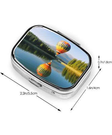 Hot Balloon Above Calm Lake Portable Pill Box | Travel Medicine Organizer - Shop Internationally - Buy Online on GoSupps.com