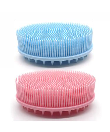 Silicone Bath and Shampoo Brush LPZAKVE Silicone Loofah Exfoliating Body Scrubber Hair Scalp for Massager 2 in 1 2-in-1(2-Pack)