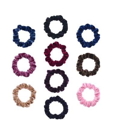 10 Pack Assorted Color Small Velvet Scrunchies for Thin Hair - Women's Elastic Hair Bands Accessories - Buy Online on GoSupps.com