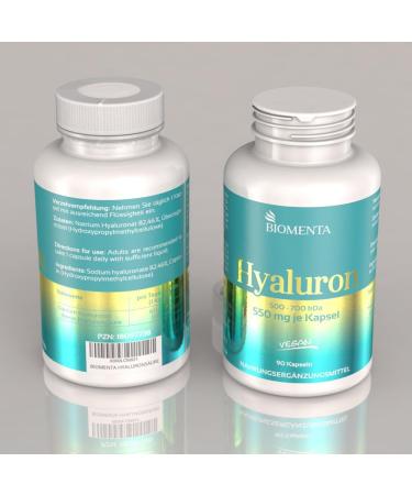 BIOMENTA Hyaluronic Acid Capsules - 90 Vegan 550mg High-Dose Supplements for Skin Hydration | Premium Quality - Buy Online on GoSupps.com