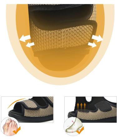 MisFun Men's Diabetic Shoes - Wide Fish Mouth Design, Adjustable Closure - Size 9.5 Black - Buy Online on GoSupps.com