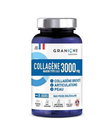 COLLAGENE MARIN 3000 MG GRANIONS - Collagene Marin Type 1 et 2 - Collagene Marin + Cuivre + Manganese - Peptide de Collagene - Peau Beaut - repousse cheveux - 80 comprim s