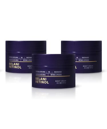 ABERA Belani Retinol Cream for Face Facial Moisturizer with Collagen and Hyaluronic Acid Anti-Wrinkle Reduce Fine Lines Night Anti-Aging Cream For Women (1.01 Fl Oz) (3 Boxes)
