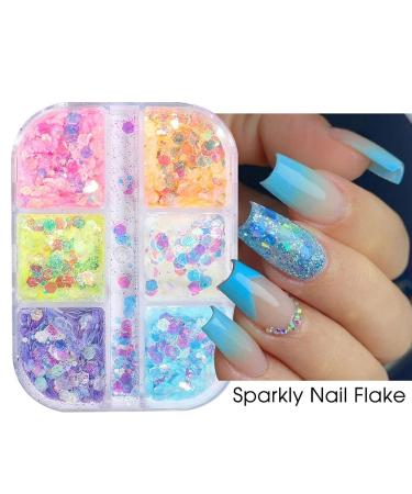 Holographic Luminous Nail Glitter Sequins - 6 Colors, Fluorescent 3D Sparkle, Shinning Confetti Manicure Tips Decorations - Buy Online on GoSupps.com