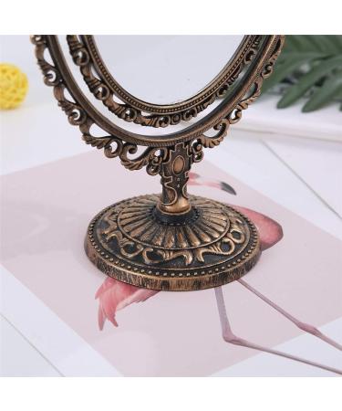 Vintage Double-Sided Princess Makeup Mirror - Oval Vanity Mirror for Bedroom - Portable Antique Beauty Mirror (25*16.5CM) - Buy Online on GoSupps.com