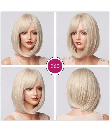 Esmee Short Straight Platinum Blonde Bob Wig - 12 Inches Shoulder Length Synthetic Cosplay Wig for Women - Buy Online on GoSupps.com