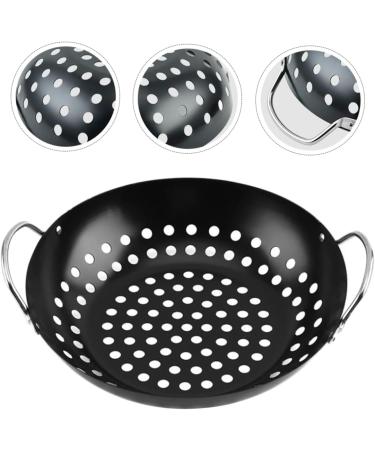 POPETPOP 2pcs Portable Round Baking Pan Round Grill Nonstick Frying Pan Veggies Grilling Household Grill Pan Pizza Metal Grill Pan Grill Cage BBQ Pan Leaky Disk Iron with Holes - Buy Online on GoSupps.com